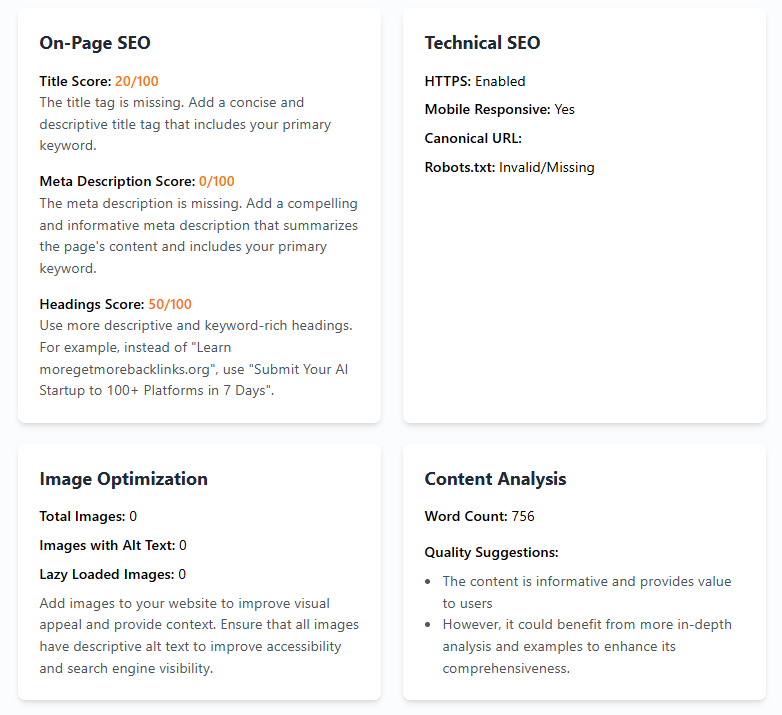 SEO Audit Tool Dashboard